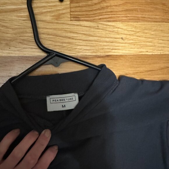 Pea Bee + Jae Grey Ribbed Midi Shell Dress Modal Mock Neck - Picture 4 of 6